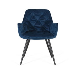 GINER Y COLOMER Lot de 2 chaises en velours bleu électrique et pieds en acier noir